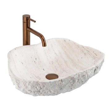 REA-U0642 - Lavabo da appoggio ISLA 37x49 cm bianco/beige/effetto pietra