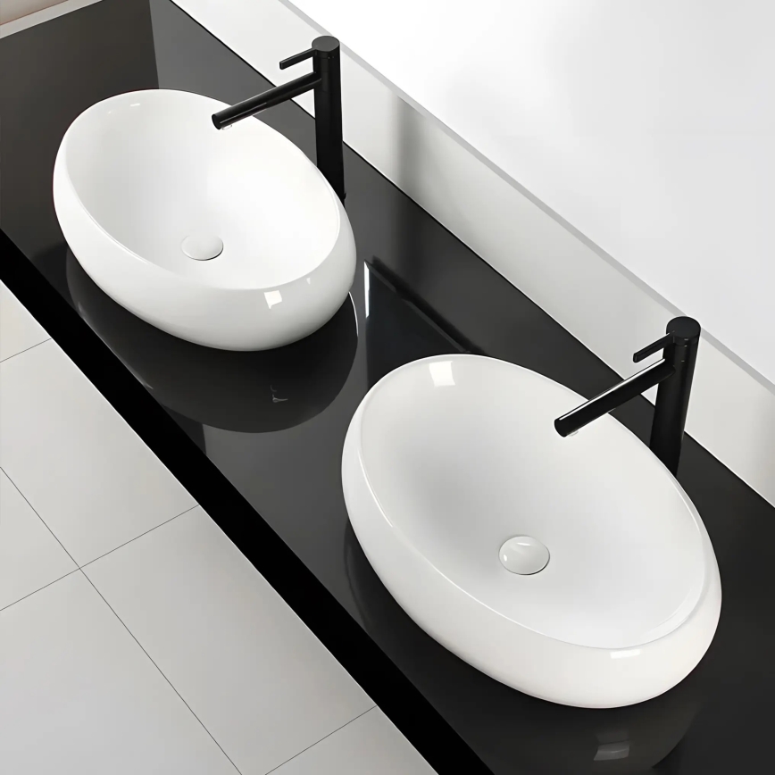 REA-U0656 - Lavabo da appoggio MELANIA 40,5x60 cm ceramica/bianco lucido