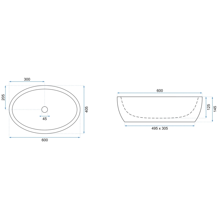 REA-U0656 - Lavabo da appoggio MELANIA 40,5x60 cm ceramica/bianco lucido