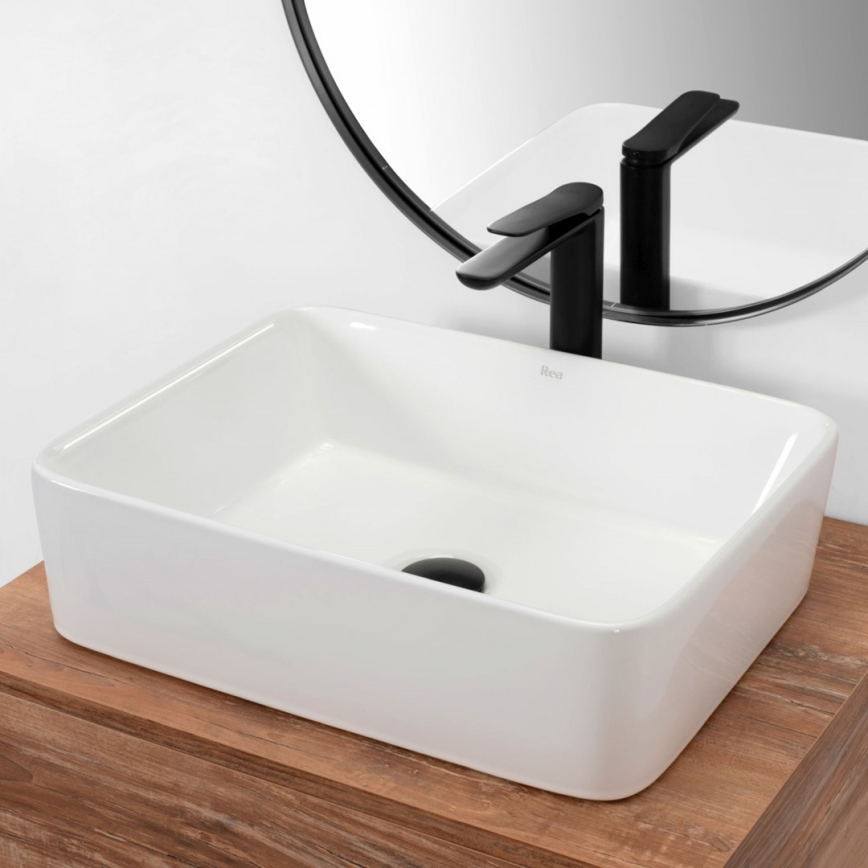 REA-U0669 - Lavabo da appoggio ANITA 37,5x48,5 cm ceramica/bianco lucido