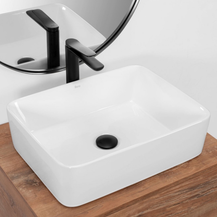 REA-U0669 - Lavabo da appoggio ANITA 37,5x48,5 cm ceramica/bianco lucido
