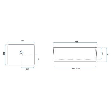 REA-U0669 - Lavabo da appoggio ANITA 37,5x48,5 cm ceramica/bianco lucido
