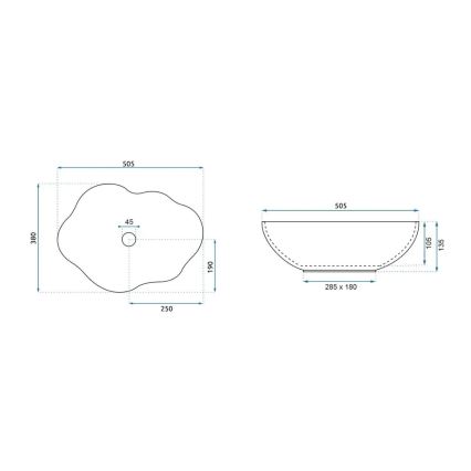 REA-U0696 - Lavabo da appoggio PEARL 38x50,5 cm ceramica/bianco lucido/oro