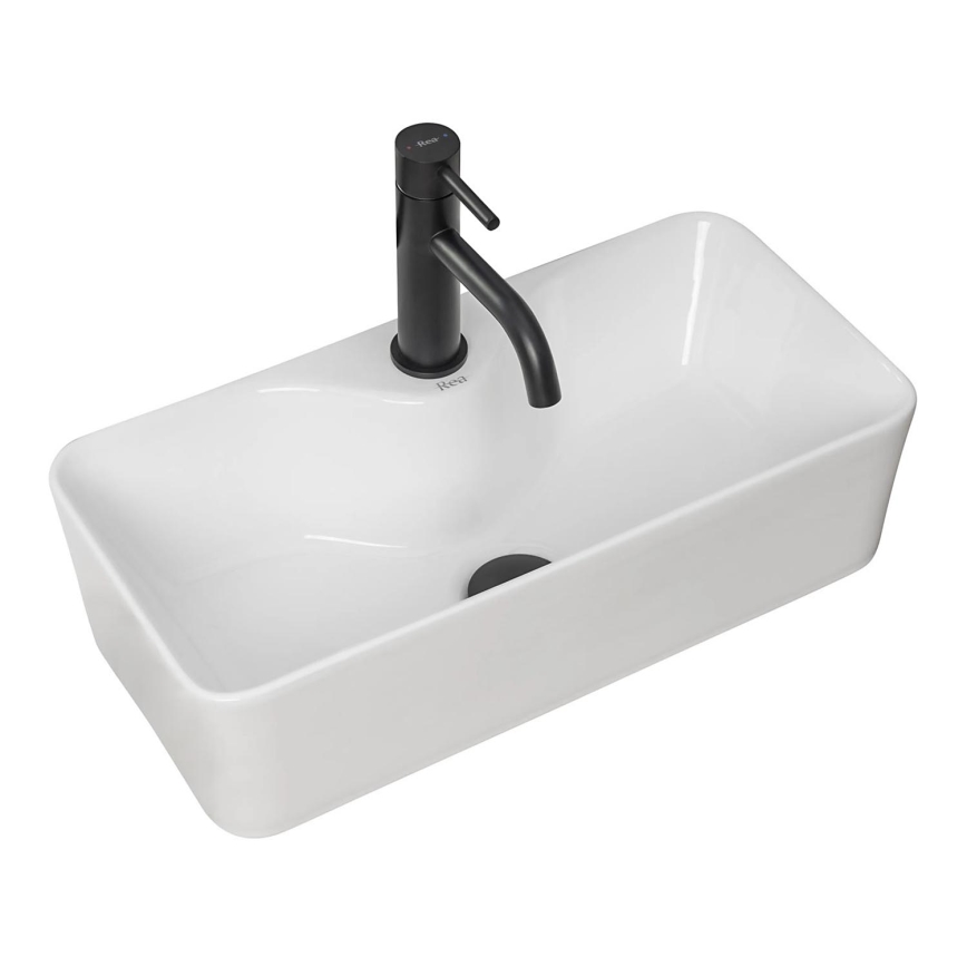 REA-U0699 - Lavabo da appoggio MERY 25x50,5 cm ceramica/bianco lucido