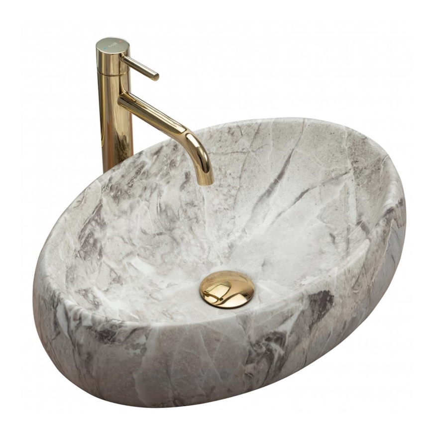 REA-U1020 - Lavabo da appoggio LINDA 34x48,5 cm ceramica/effetto pietra