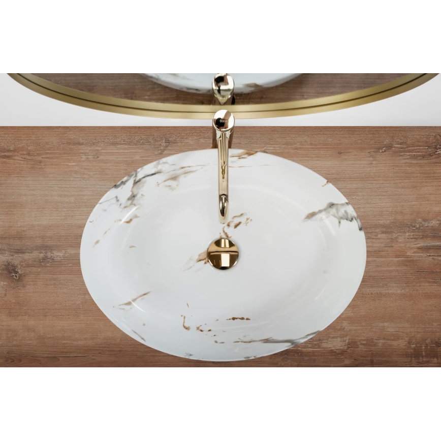 REA-U1232 - Lavabo da appoggio QUEEN 41,5x55 cm ceramica/effetto pietra