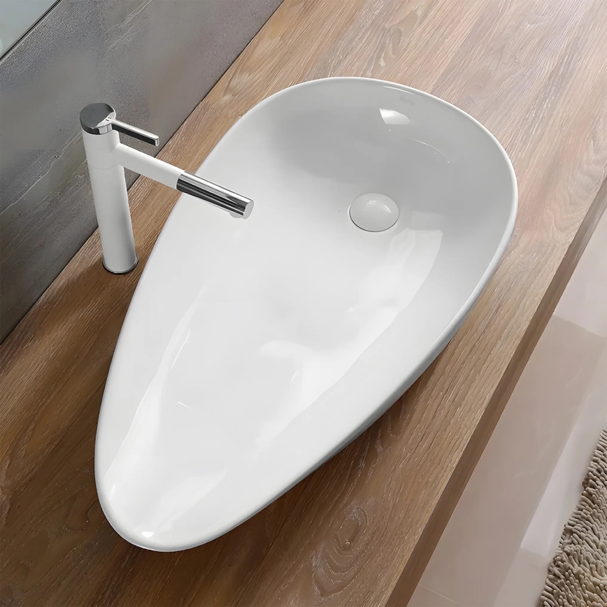 REA-U1500 - Lavabo da appoggio GRETA 42,5x77 cm ceramica/bianco lucido