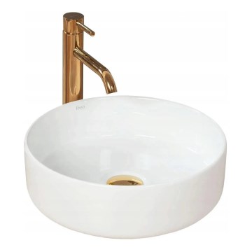 REA-U18918 - Lavabo da appoggio SAMI Ø 36 cm ceramica/bianco lucido