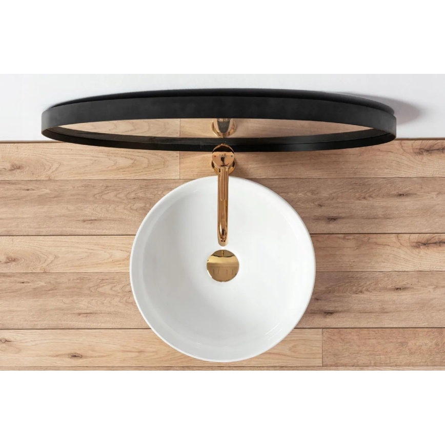 REA-U18918 - Lavabo da appoggio SAMI Ø 36 cm ceramica/bianco lucido