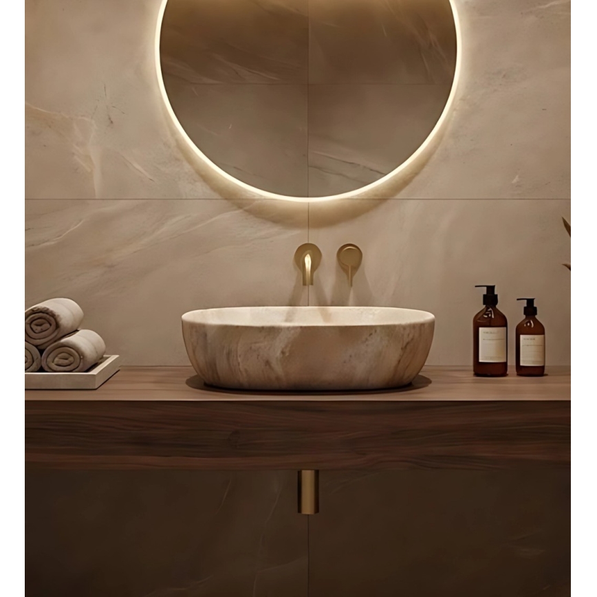 REA-U3000 - Lavabo da appoggio AMELIA 34,5x48 cm ceramica/beige/effetto pietra