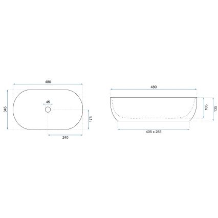 REA-U3000 - Lavabo da appoggio AMELIA 34,5x48 cm ceramica/beige/effetto pietra