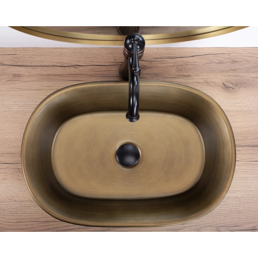 REA-U3305 -  Lavabo da appoggio WILMA RUSTIC 38x55 cm ceramica/rame