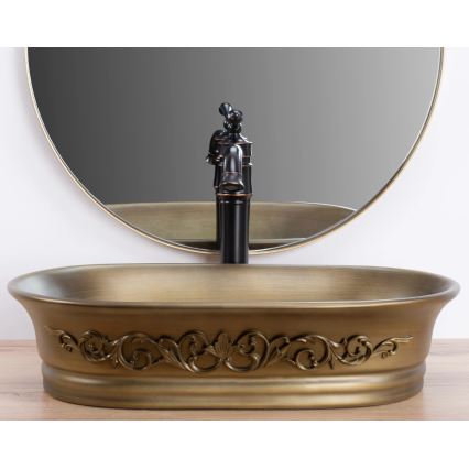REA-U3305 -  Lavabo da appoggio WILMA RUSTIC 38x55 cm ceramica/rame