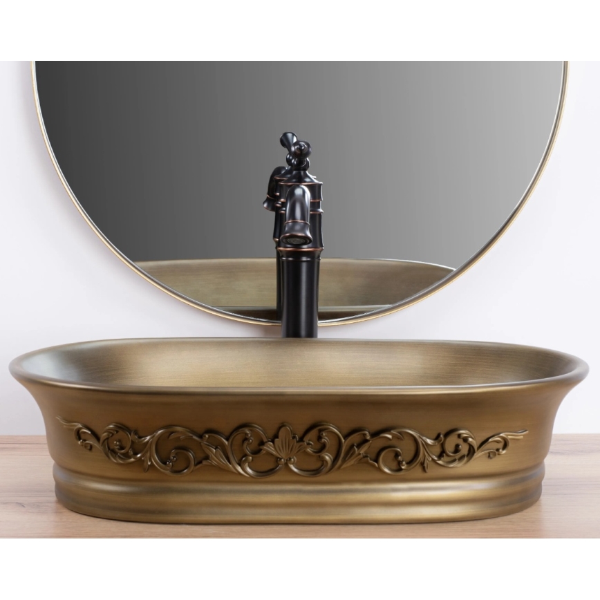 REA-U3305 -  Lavabo da appoggio WILMA RUSTIC 38x55 cm ceramica/rame