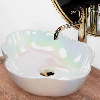 REA-U3309 - Lavabo da appoggio PEARL 38x50,5 cm ceramica/multicolore