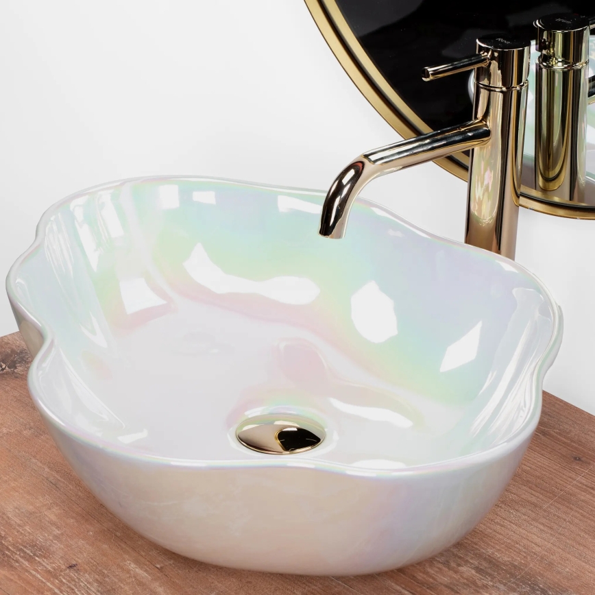 REA-U3309 - Lavabo da appoggio PEARL 38x50,5 cm ceramica/multicolore