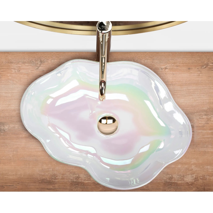 REA-U3309 - Lavabo da appoggio PEARL 38x50,5 cm ceramica/multicolore
