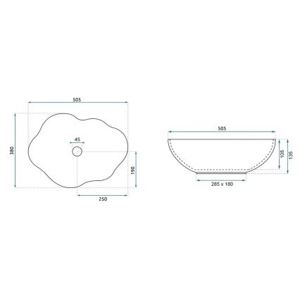REA-U3309 - Lavabo da appoggio PEARL 38x50,5 cm ceramica/multicolore