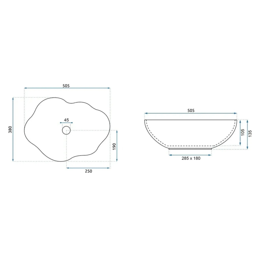 REA-U3309 - Lavabo da appoggio PEARL 38x50,5 cm ceramica/multicolore