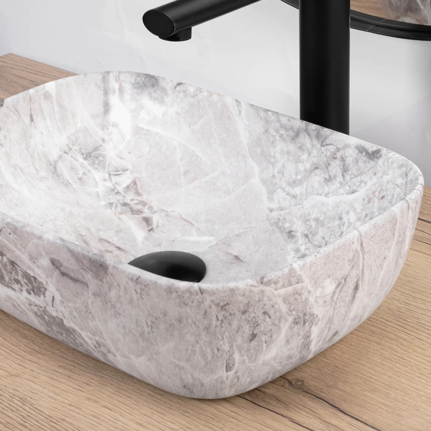 REA-U3321 - Lavabo da appoggio BELINDA MINI 25x36 cm, ceramica, grigio effetto pietra