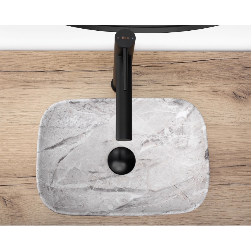 REA-U3321 - Lavabo da appoggio BELINDA MINI 25x36 cm, ceramica, grigio effetto pietra