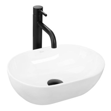 REA-U3322 - Lavabo da appoggio AMELIA MINI 26x38 cm in ceramica, bianco lucido