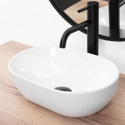 REA-U3322 - Lavabo da appoggio AMELIA MINI 26x38 cm in ceramica, bianco lucido