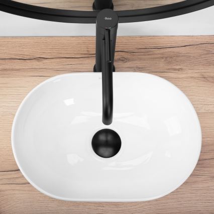 REA-U3322 - Lavabo da appoggio AMELIA MINI 26x38 cm in ceramica, bianco lucido