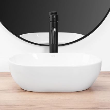 REA-U3322 - Lavabo da appoggio AMELIA MINI 26x38 cm in ceramica, bianco lucido
