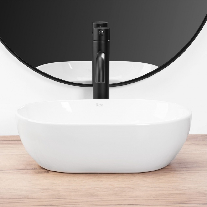 REA-U3322 - Lavabo da appoggio AMELIA MINI 26x38 cm in ceramica, bianco lucido