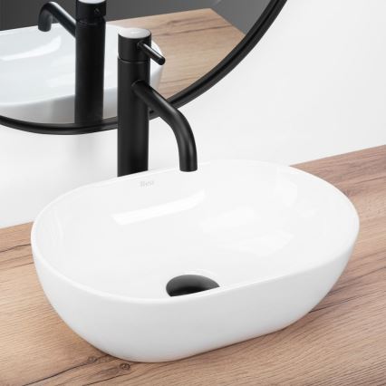 REA-U3322 - Lavabo da appoggio AMELIA MINI 26x38 cm in ceramica, bianco lucido