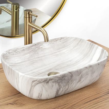 REA-U3324 - Lavabo da appoggio BELINDA 33x46 cm ceramica/grigio/effetto pietra
