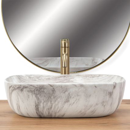 REA-U3324 - Lavabo da appoggio BELINDA 33x46 cm ceramica/grigio/effetto pietra