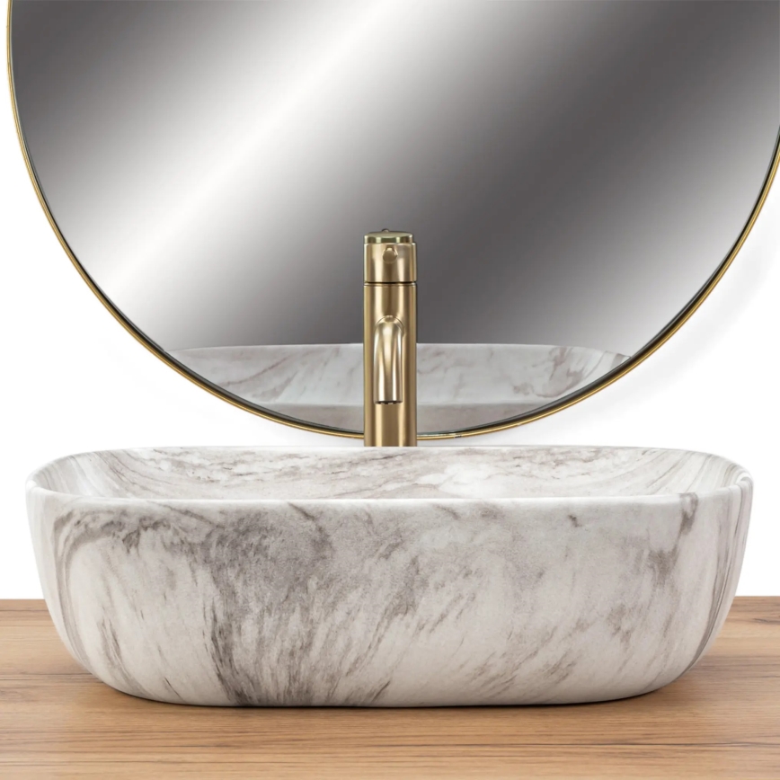 REA-U3324 - Lavabo da appoggio BELINDA 33x46 cm ceramica/grigio/effetto pietra
