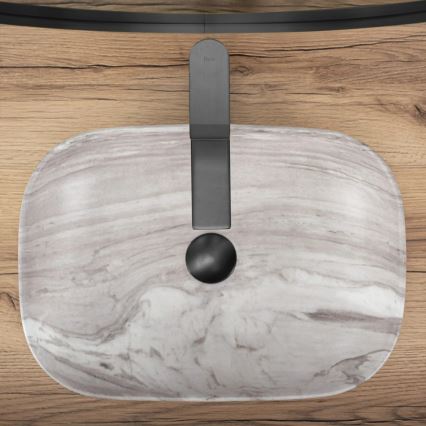 REA-U3324 - Lavabo da appoggio BELINDA 33x46 cm ceramica/grigio/effetto pietra