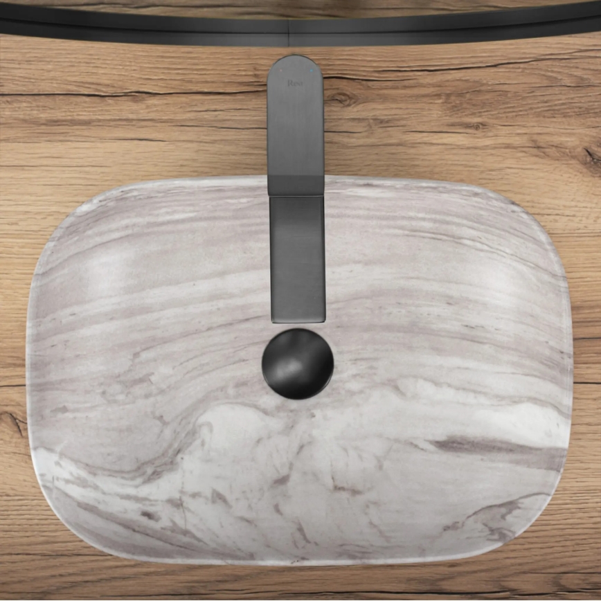 REA-U3324 - Lavabo da appoggio BELINDA 33x46 cm ceramica/grigio/effetto pietra