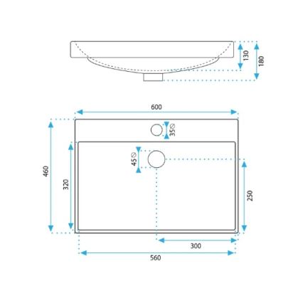 REA-U3326 - Lavabo da incasso MANDY 46x60 cm ceramica/bianco lucido
