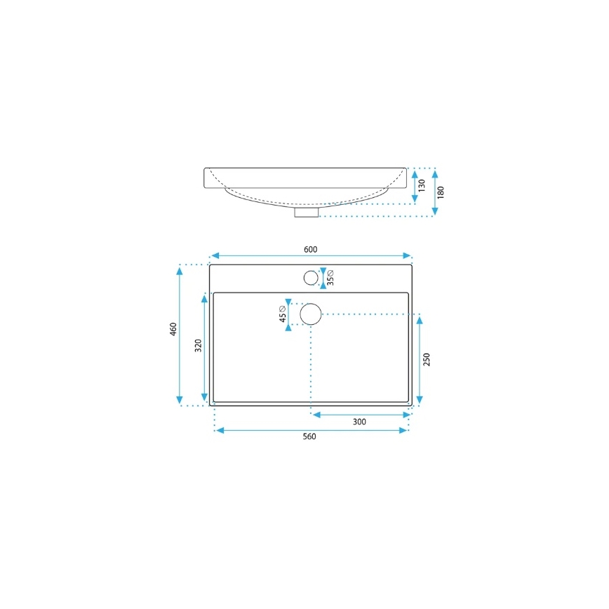 REA-U3326 - Lavabo da incasso MANDY 46x60 cm ceramica/bianco lucido