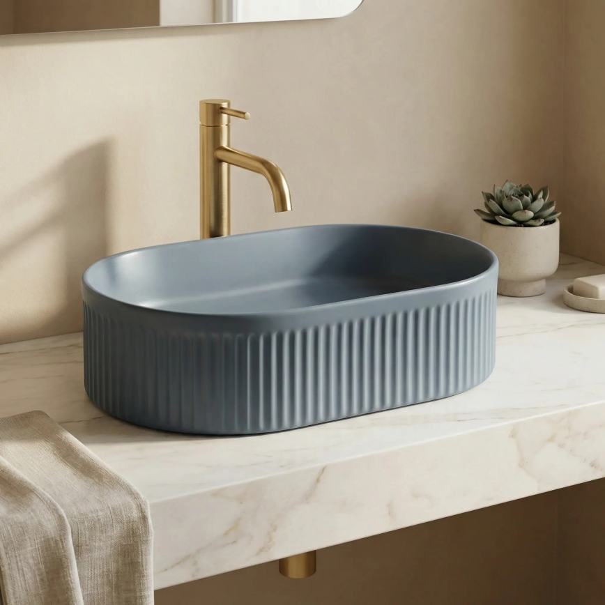 REA-U3535 - Lavabo da appoggio VANDA 31x49 cm ceramica/blu scuro