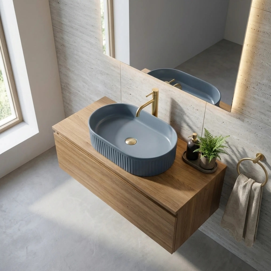REA-U3535 - Lavabo da appoggio VANDA 31x49 cm ceramica/blu scuro