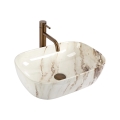 REA-U3601 - Lavabo da appoggio BELINDA 33x46,5 cm ceramica/beige/effetto pietra