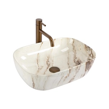 REA-U3601 - Lavabo da appoggio BELINDA 33x46,5 cm ceramica/beige/effetto pietra