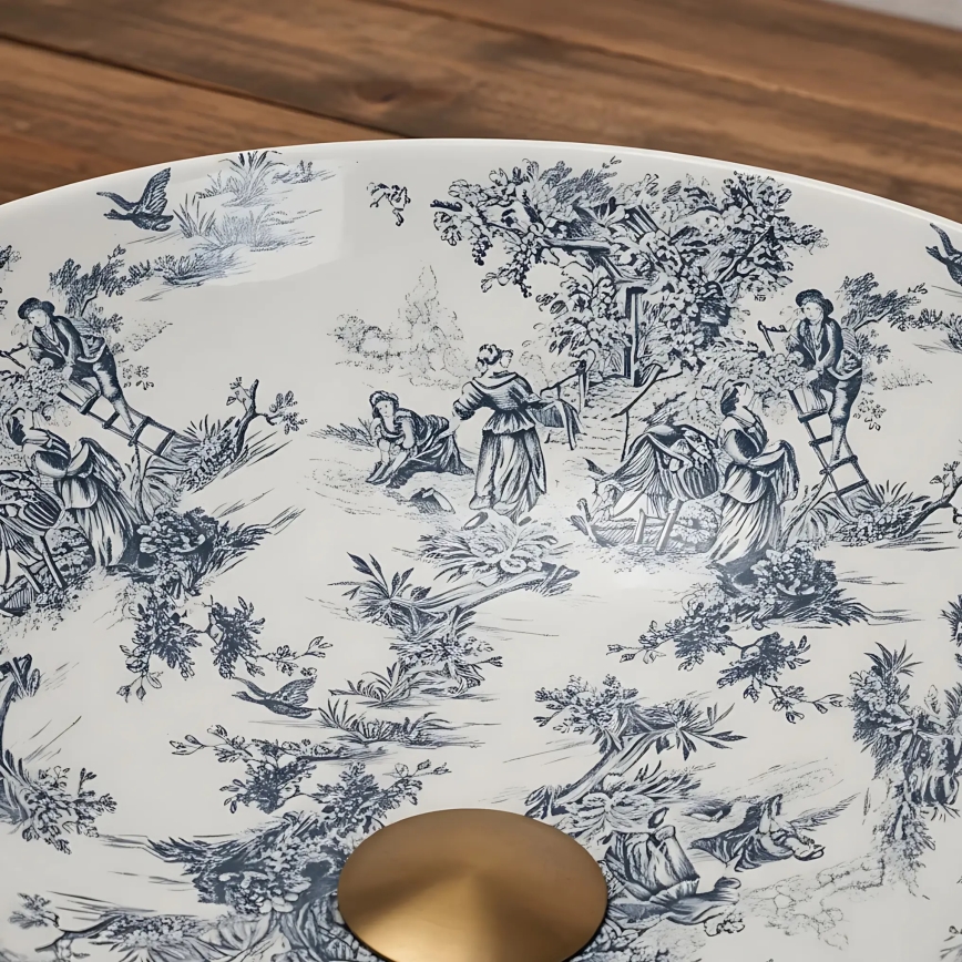 REA-U3608 - Lavabo da appoggio JULIANA 40 cm ceramica/bianco/blu