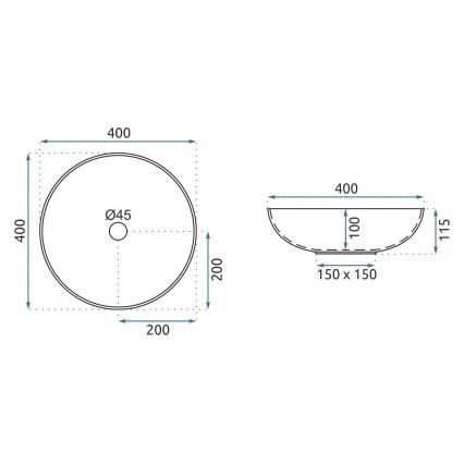 REA-U3608 - Lavabo da appoggio JULIANA 40 cm ceramica/bianco/blu