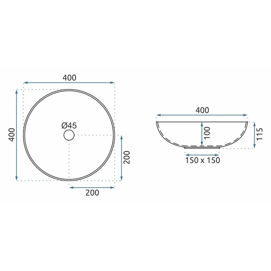 REA-U3608 - Lavabo da appoggio JULIANA 40 cm ceramica/bianco/blu