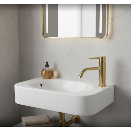 REA-U3610 - Lavabo da appoggio/sospeso ODETTA 25x51 cm in ceramica/bianco lucido