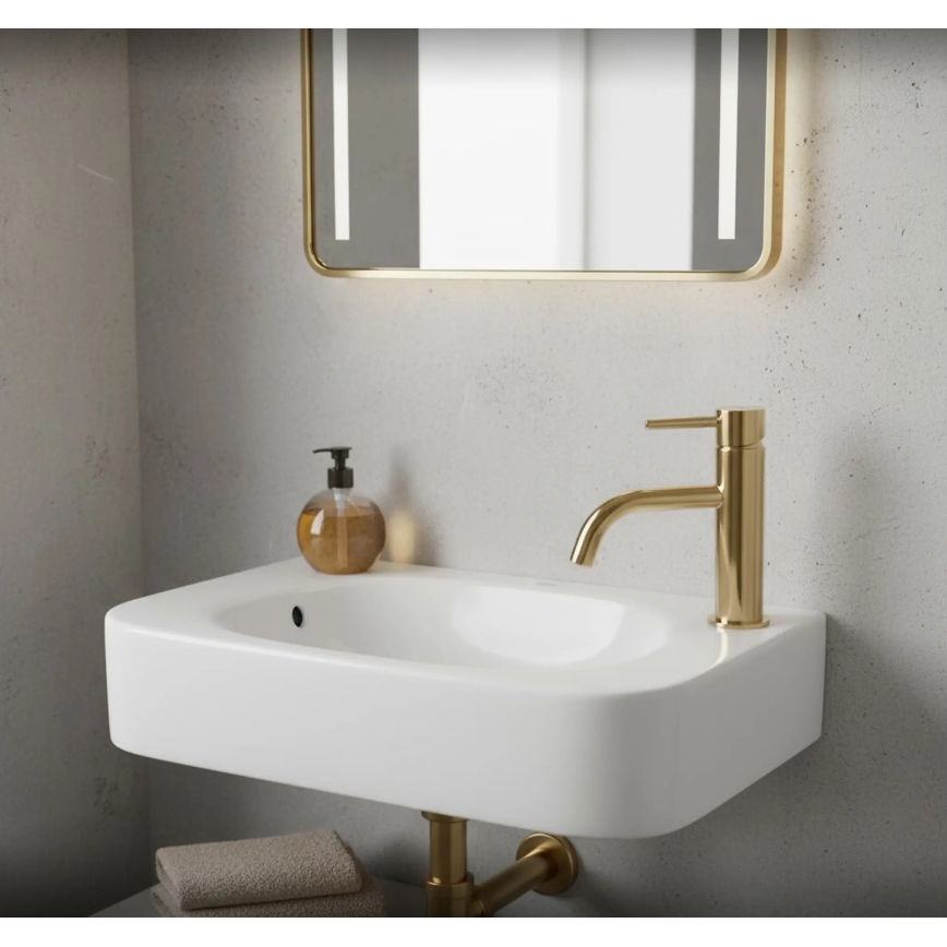REA-U3610 - Lavabo da appoggio/sospeso ODETTA 25x51 cm in ceramica/bianco lucido