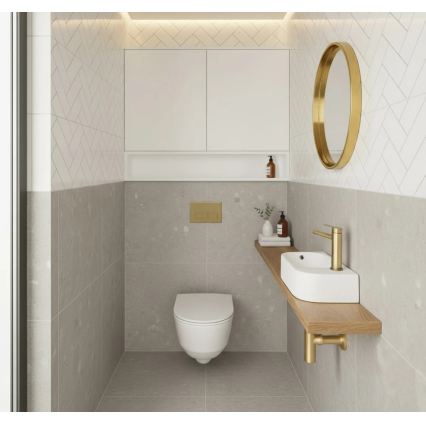REA-U3610 - Lavabo da appoggio/sospeso ODETTA 25x51 cm in ceramica/bianco lucido
