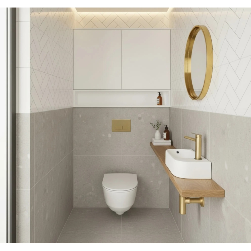 REA-U3610 - Lavabo da appoggio/sospeso ODETTA 25x51 cm in ceramica/bianco lucido