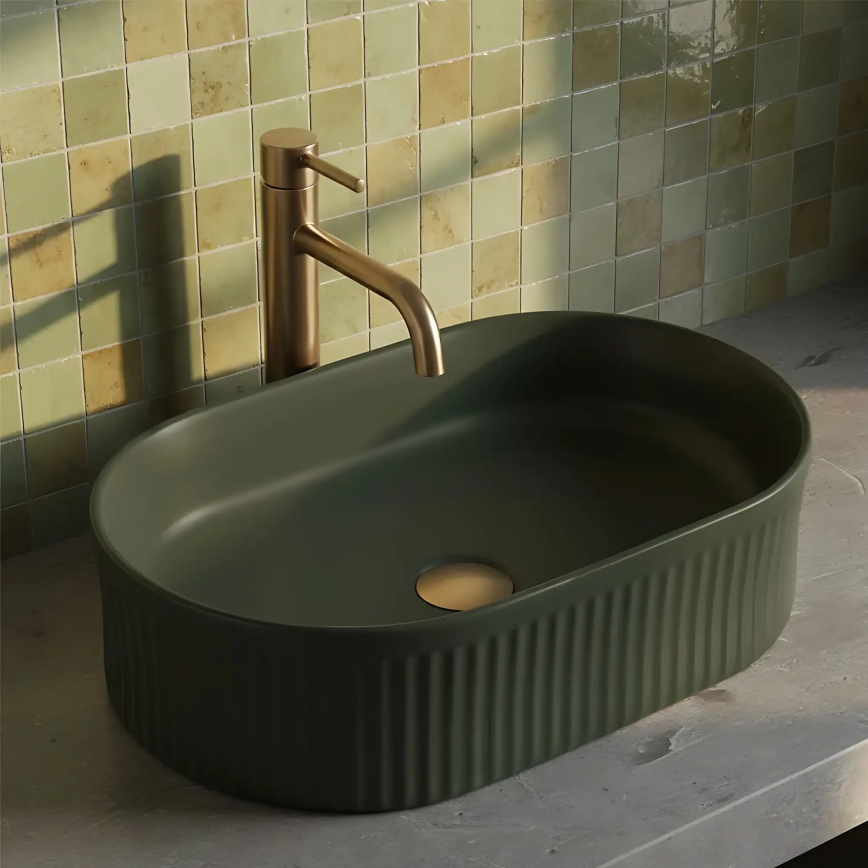 REA-U3611 - Lavabo da appoggio VANDA 31x49 cm ceramica/verde scuro